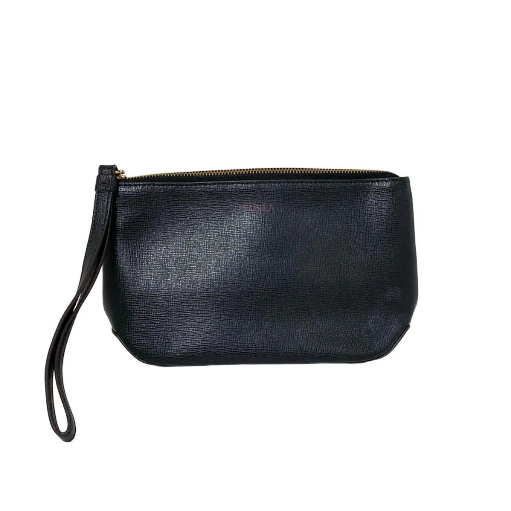Auth Furla - Black Leather Pouch